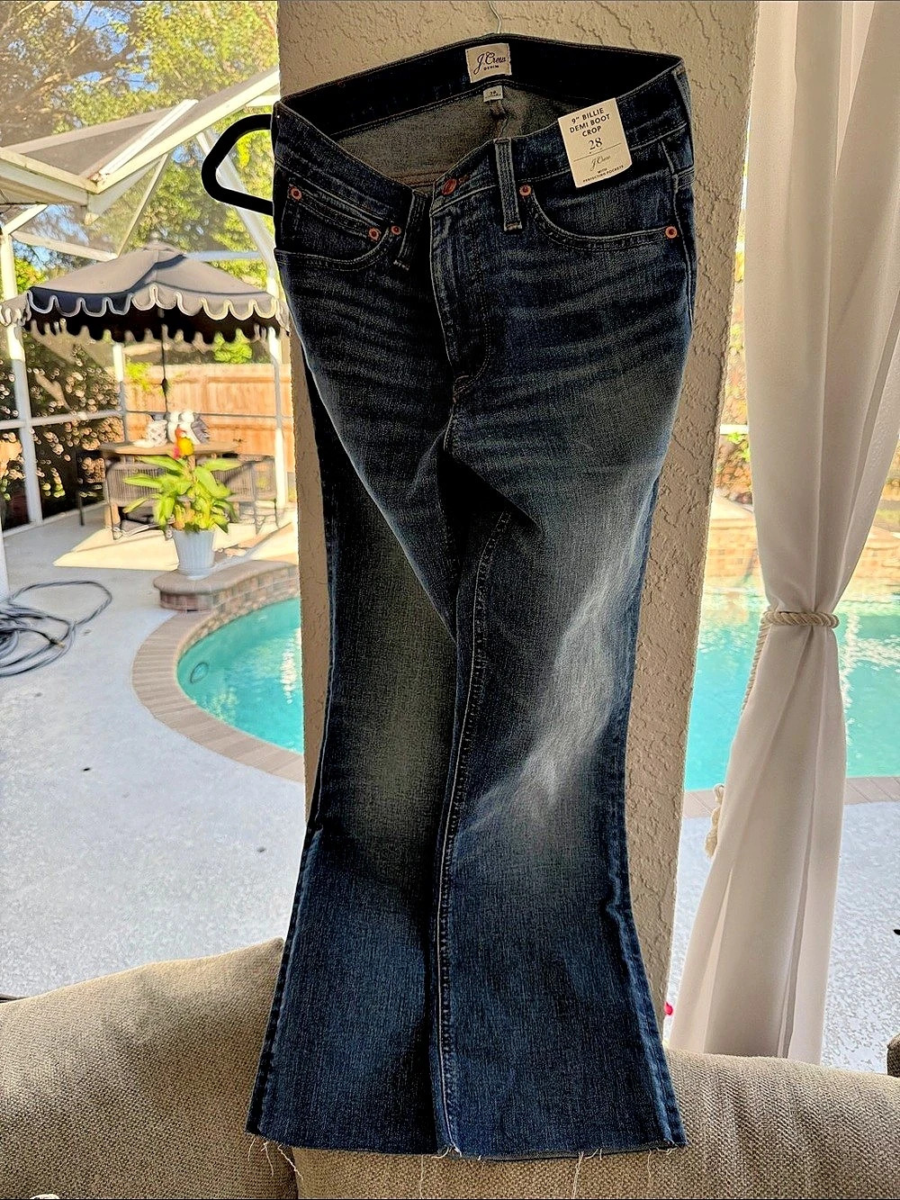 J.Crew 9" Billie Demi Boot Crop Jean Boot Cut Jeans in Blue Waist 28